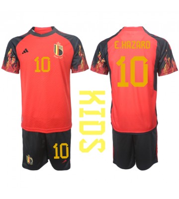 Belgia Eden Hazard #10 Koszulka Podstawowych Dziecięca MŚ 2022 Krótki Rękaw (+ Krótkie spodenki)